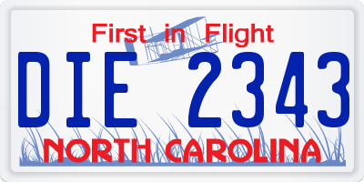 NC license plate DIE2343