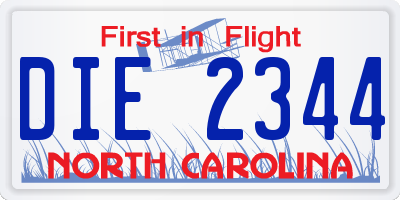 NC license plate DIE2344