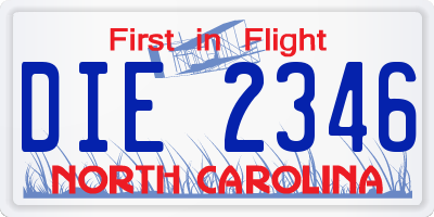 NC license plate DIE2346