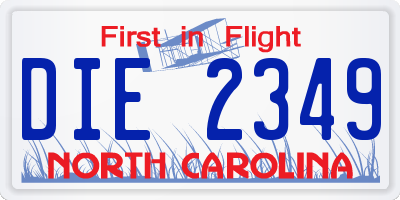 NC license plate DIE2349