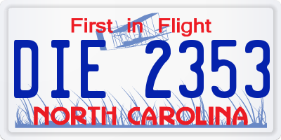 NC license plate DIE2353
