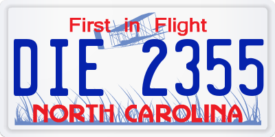 NC license plate DIE2355