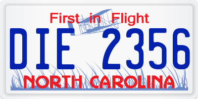 NC license plate DIE2356