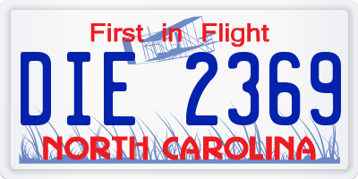 NC license plate DIE2369