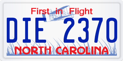 NC license plate DIE2370