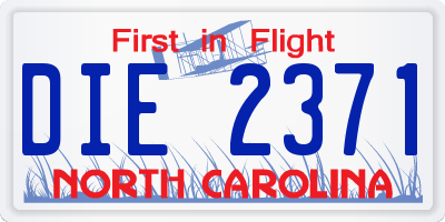 NC license plate DIE2371