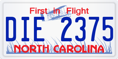 NC license plate DIE2375
