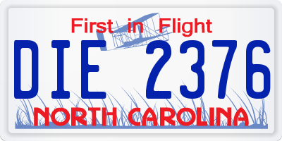 NC license plate DIE2376