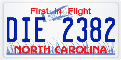 NC license plate DIE2382