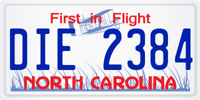NC license plate DIE2384