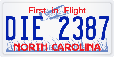 NC license plate DIE2387