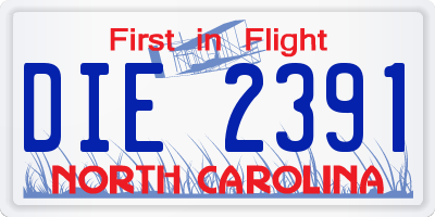 NC license plate DIE2391