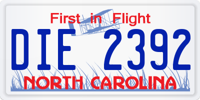 NC license plate DIE2392