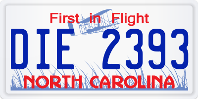 NC license plate DIE2393