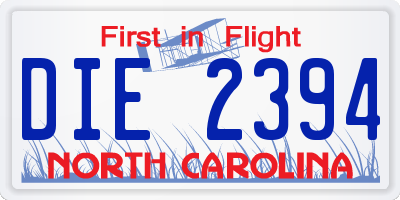 NC license plate DIE2394
