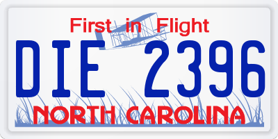 NC license plate DIE2396