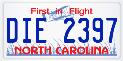 NC license plate DIE2397