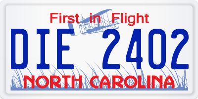 NC license plate DIE2402