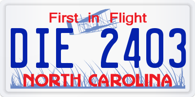 NC license plate DIE2403