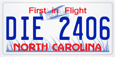 NC license plate DIE2406