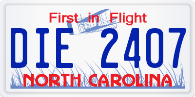 NC license plate DIE2407