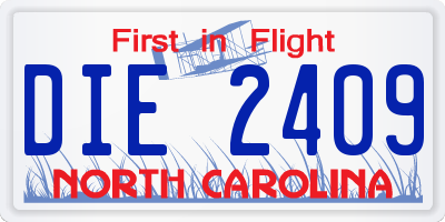 NC license plate DIE2409