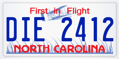 NC license plate DIE2412