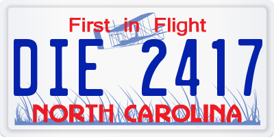 NC license plate DIE2417