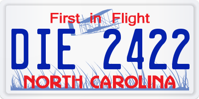 NC license plate DIE2422