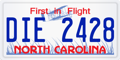 NC license plate DIE2428