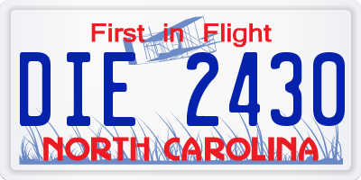 NC license plate DIE2430