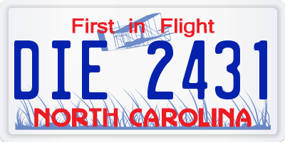 NC license plate DIE2431