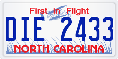 NC license plate DIE2433