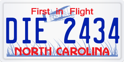 NC license plate DIE2434