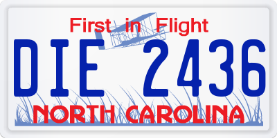 NC license plate DIE2436