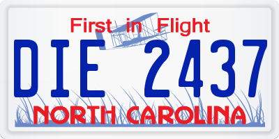 NC license plate DIE2437