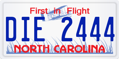 NC license plate DIE2444