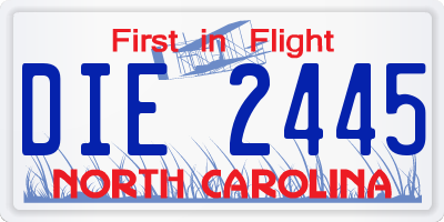 NC license plate DIE2445