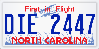 NC license plate DIE2447