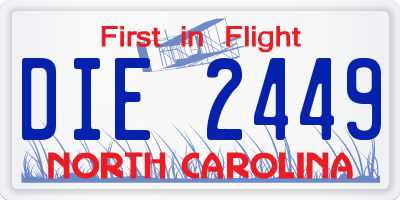 NC license plate DIE2449