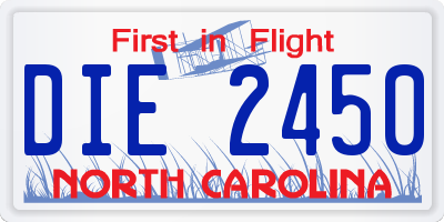 NC license plate DIE2450