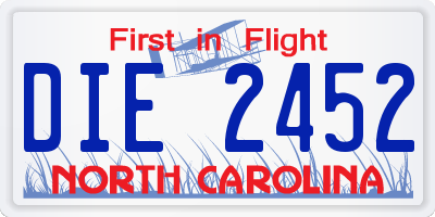 NC license plate DIE2452