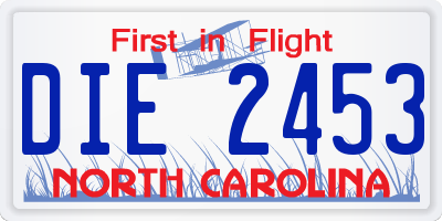 NC license plate DIE2453