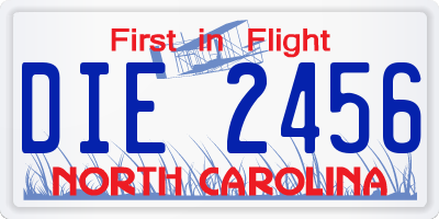 NC license plate DIE2456