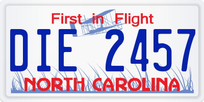 NC license plate DIE2457