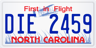 NC license plate DIE2459