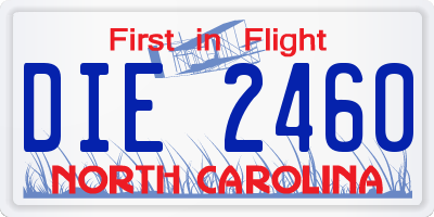 NC license plate DIE2460