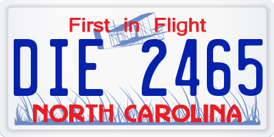 NC license plate DIE2465