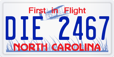 NC license plate DIE2467