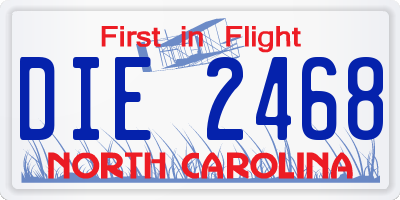NC license plate DIE2468